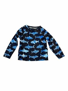 Old Navy Black & Blue Shark-Pattern Long-Sleeve Swim Rashguard